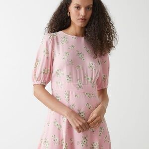& Other Stories Pink Floral Puff Sleeve Fit & Flare Dress EU 38 / US 6